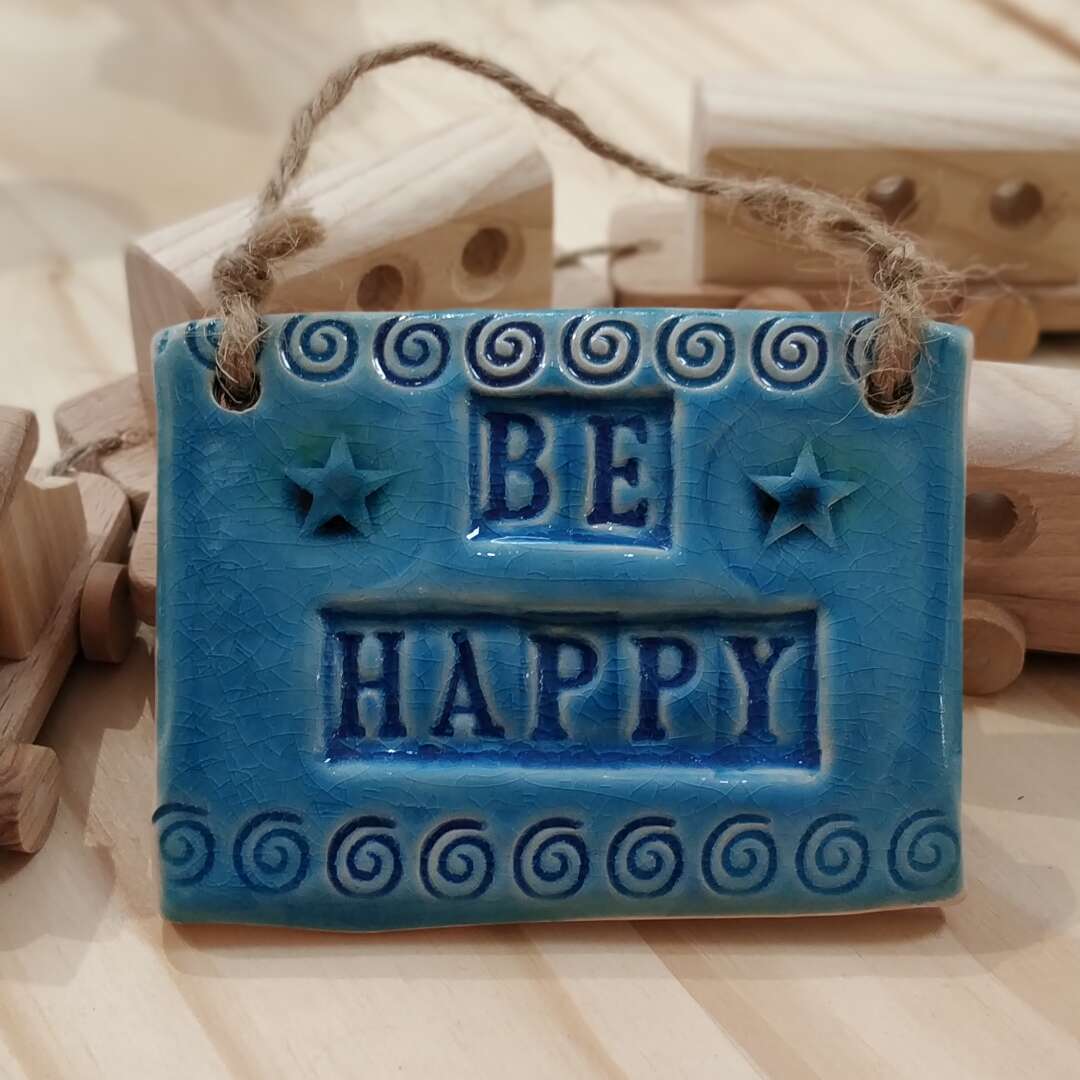 placa ceramica be happy 2 – pequena
