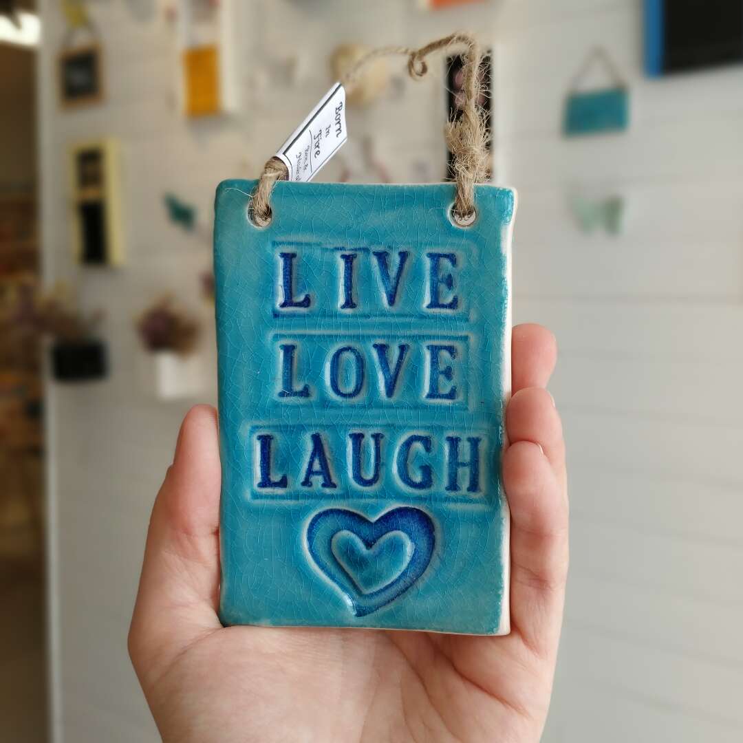 placa ceramica live love laugh 2 – pequena