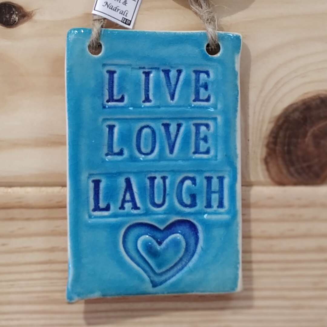 placa ceramica live love laugh 3 – pequena