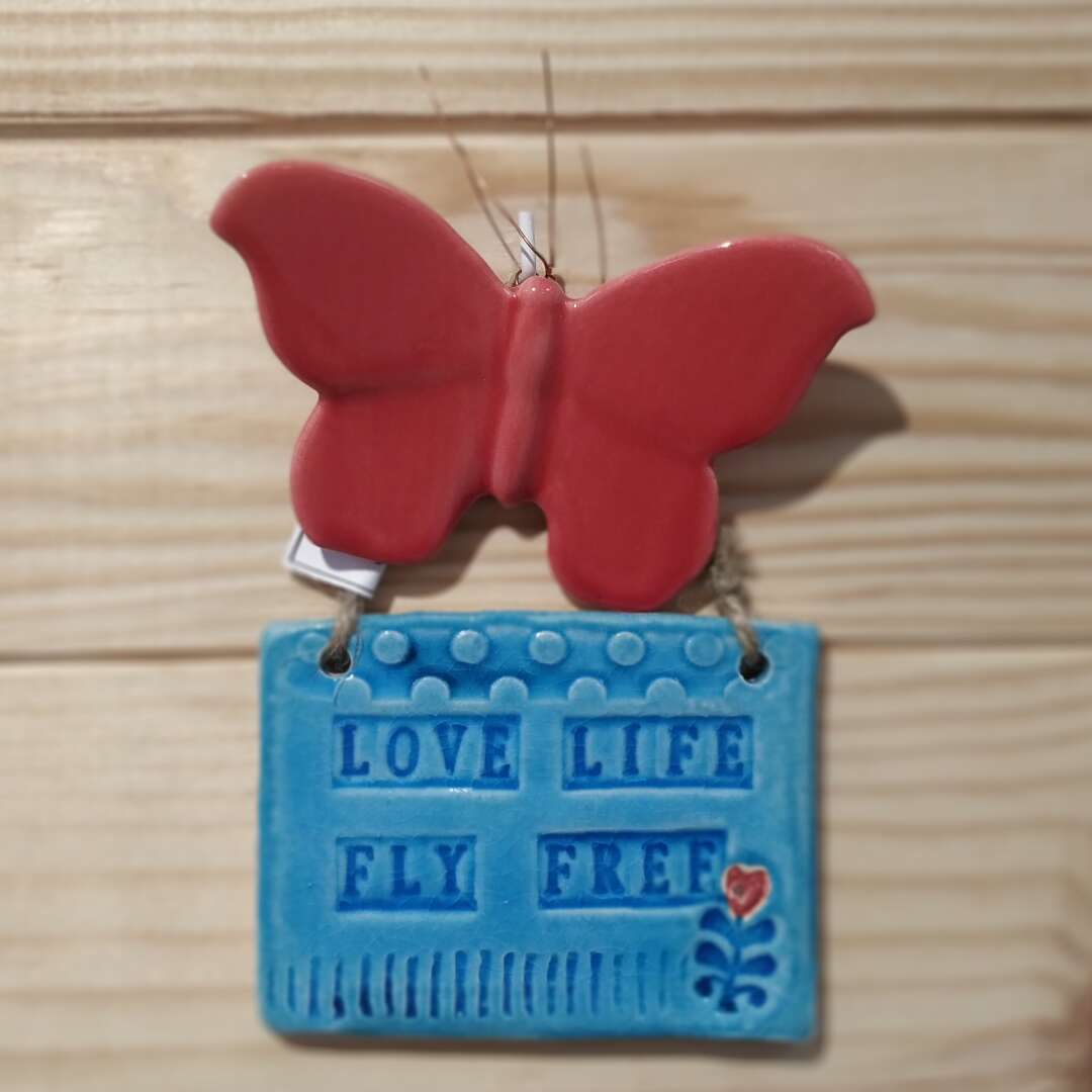placa ceramica love life fly free 1