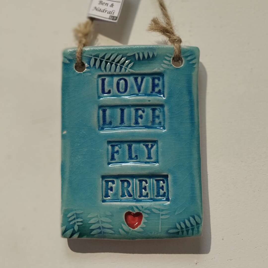 placa ceramica love life fly free 4